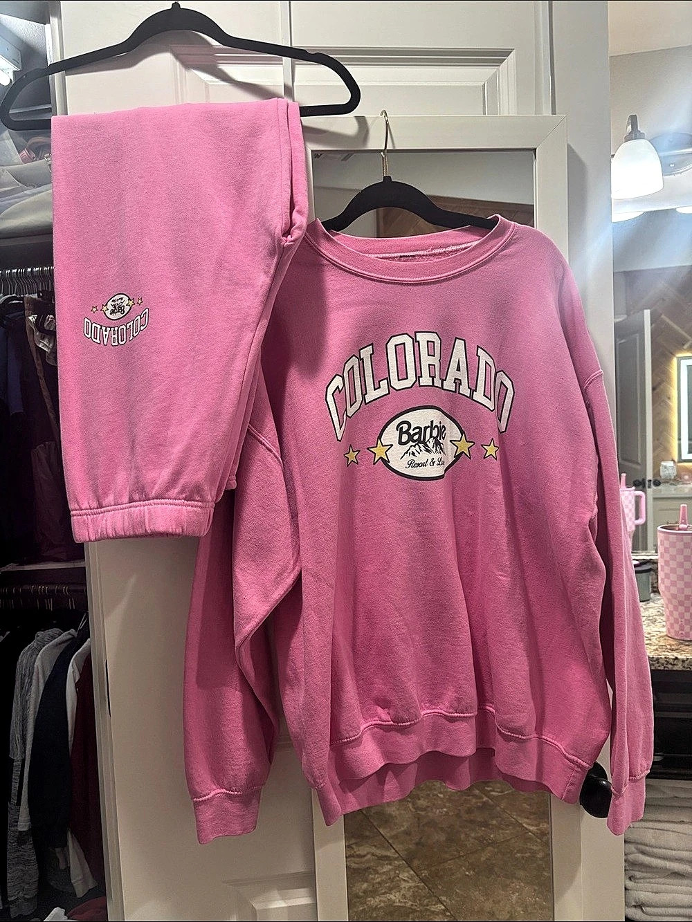 Barbie Pink Graphic Sweatshirt & Pants Set